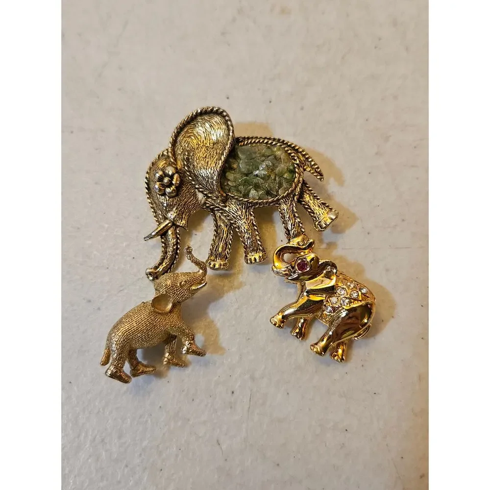 Lot of 3 Vintage Elephant Brooch Pin